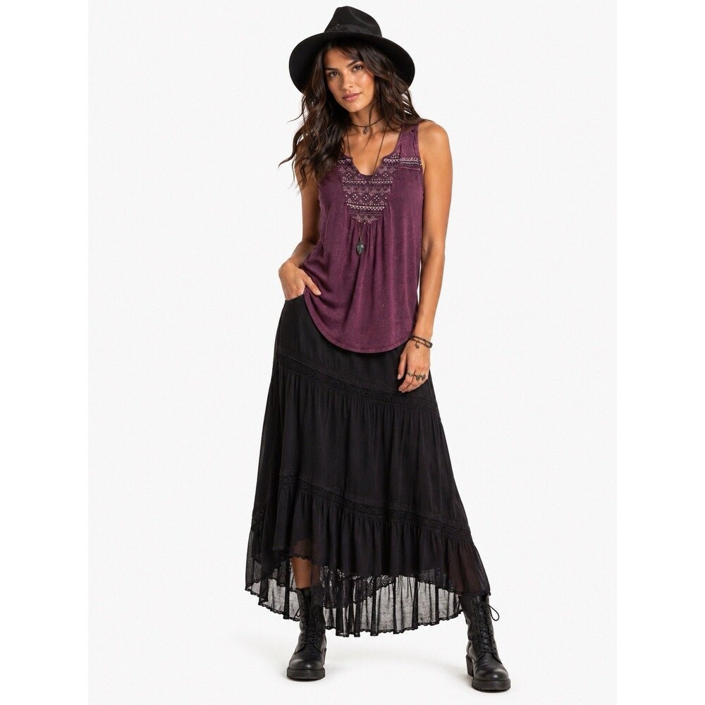 Knox Rose Tank Top Womens Small Purple Boho Witchy Festival Peasant Fairycore